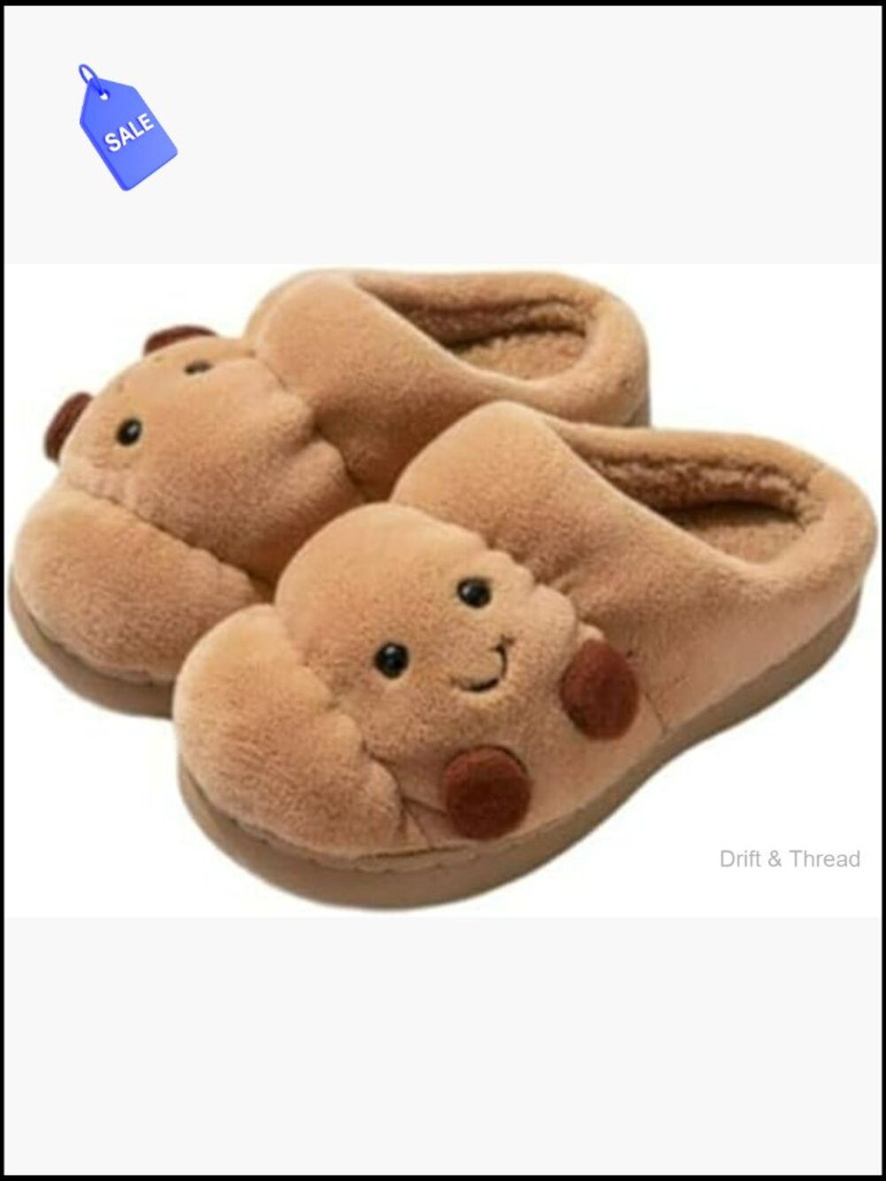 Warm Fuzzy Croissant Slippers Women Non-Slip Indoor Shoes Open Closed Back